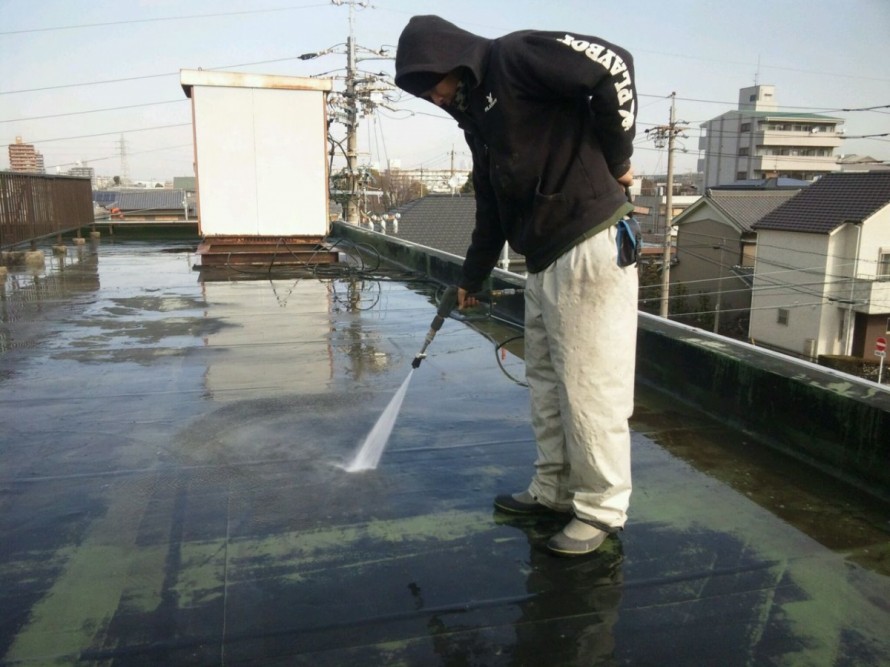 屋上の洗浄